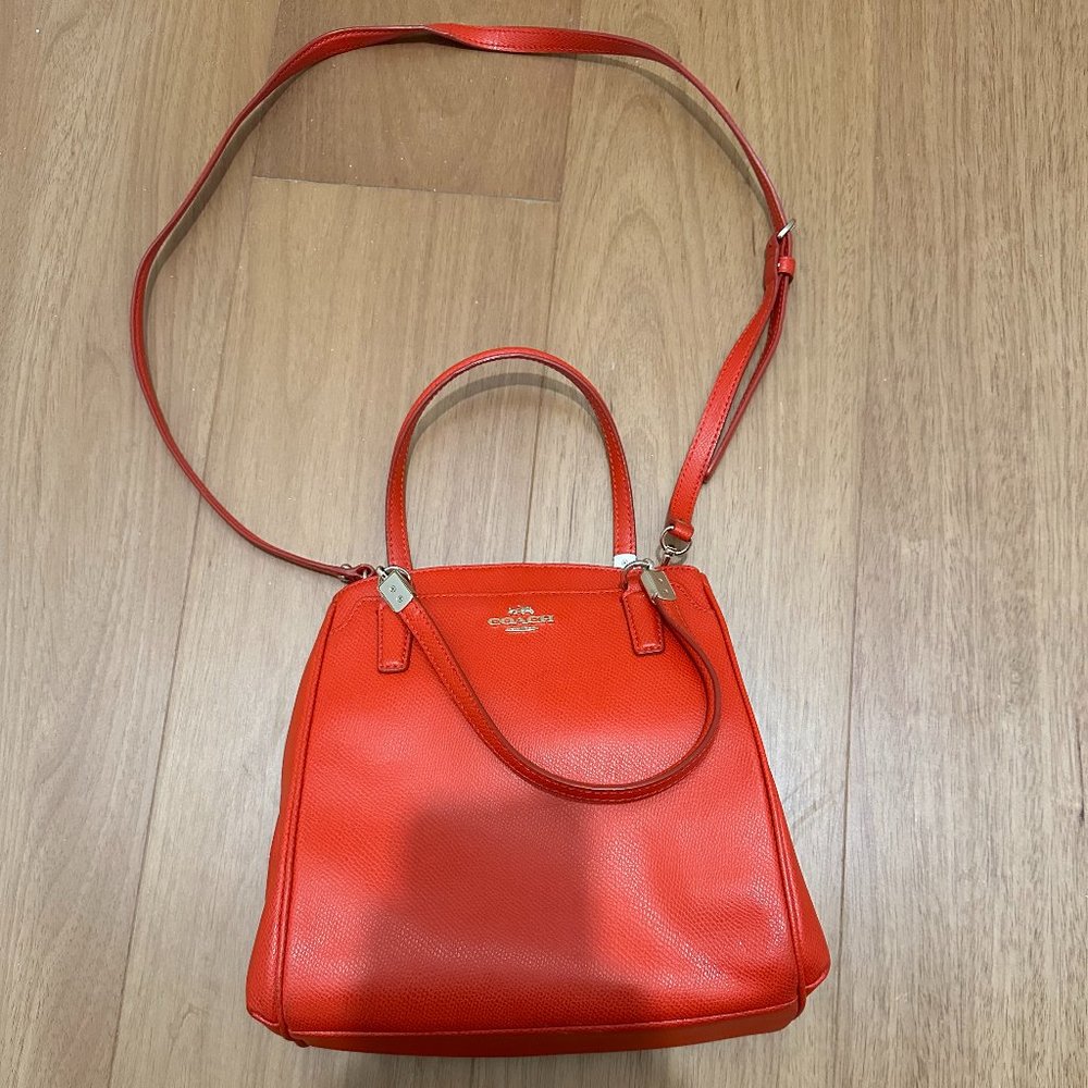 Coach Leather Crossbody Bag - Bright Orange